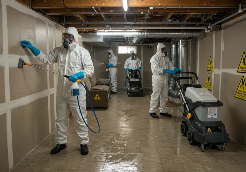 Basement Moisture Removal and Structural Drying process in Bryan, OH